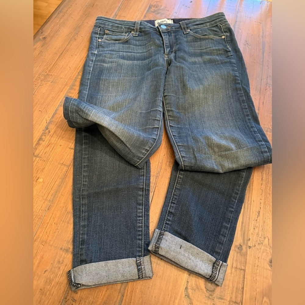Paige woman’s straight leg jeans.  Excellent condition. Size 28”.  Peg skinny.
